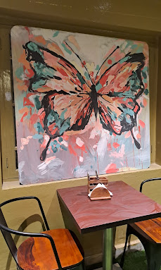 Art and cozy corner seating